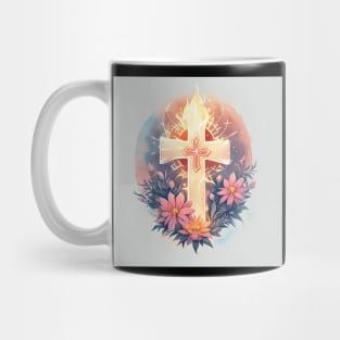 Gold Cross With Fire Mug